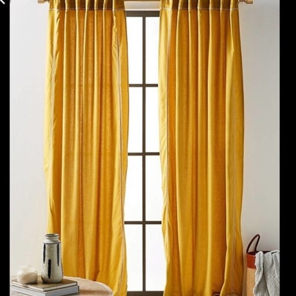 Anthropologie Mara Curtain Gold 50 x 96 Single Panel NEW